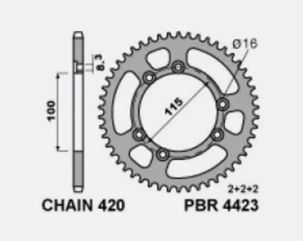 PBR Ultra-könnyű alumínium hátsó lánckerék 4423 - 420