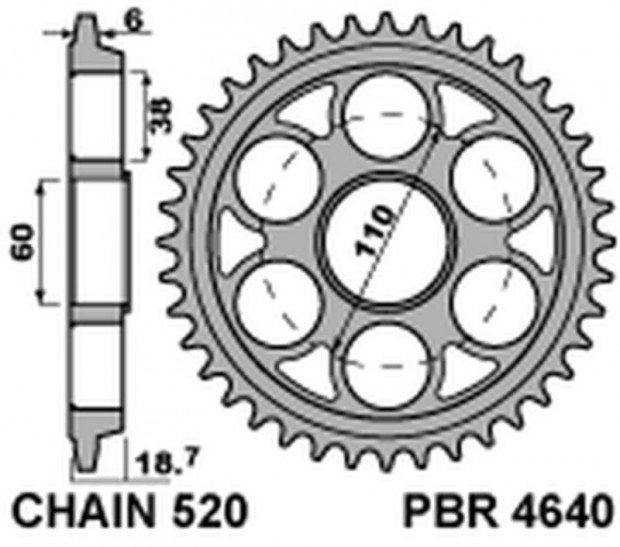 PBR ultra könnyű alumínium kemény eloxált hátsó lánckerék 4640 - 520