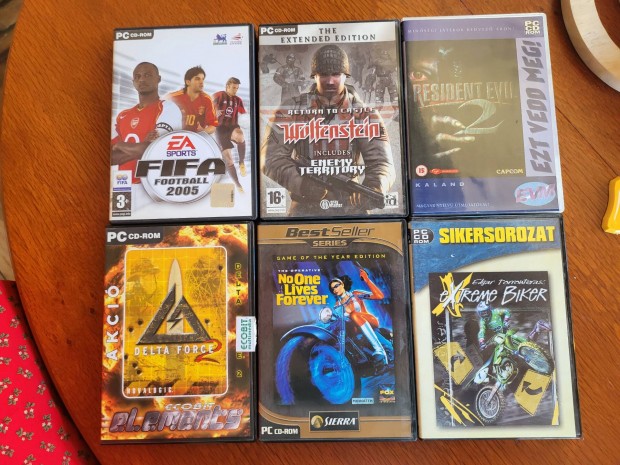 PC jtkok, FIFA 2005, Wolfenstein, Resident Evil 2, Delta Force 2...