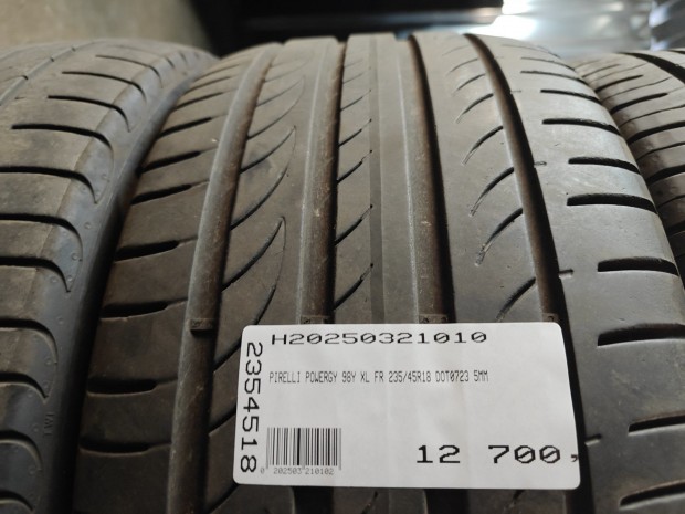 PIRELLI POWERGY 98Y XL FR 235/45R18 DOT0723 5MM Használt nyárigumi Y