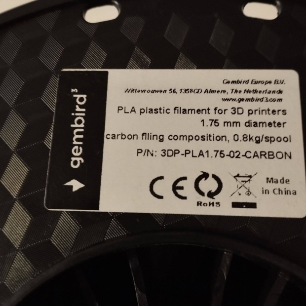 PLA filament Carbon filling, Gembird, 0,8 kg * j *