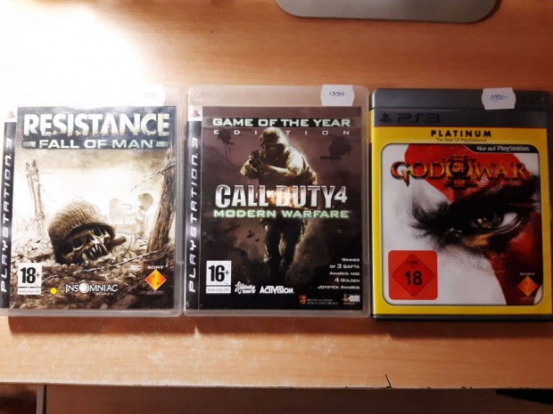 PS3 Resistance, Call of Duty 4 MW, God of War Playstation 3 jtkok !