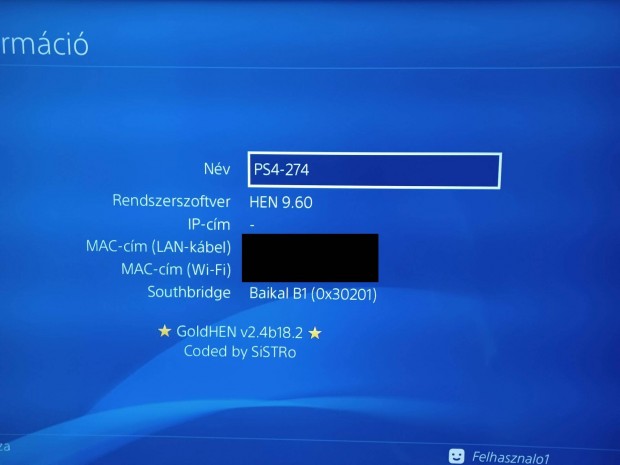 PS4 Playstation 4 Pro Hen Goldhen 9.60 újszerű állapotban Cuh-7216B
