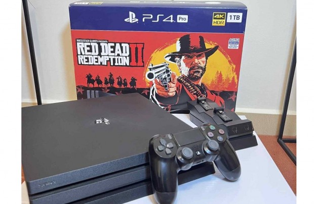PS4 Pro 1TB + töltőállvány+ back button attachment + 4 játék eladó!