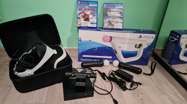 PS4 VR szett + kontrollerek + tok + jtkok