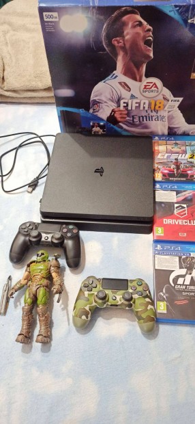 PS4 gp +9db jtkkal,2 joyyal,Doom figurval.teljesen jszer elad