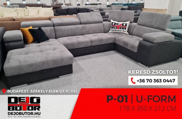 P-01 sarok prmium kanap lgarnitra 178x350x212 cm ualak gray