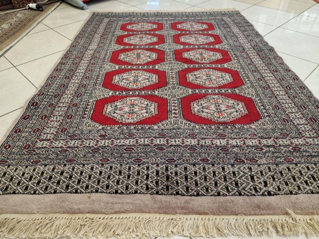 Pakisztáni yamud 130x190 kézi csomózású gyapjú perzsa szőnyeg FZ03