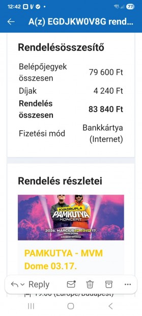 Pamkutya jegy marc 17. allo 2db