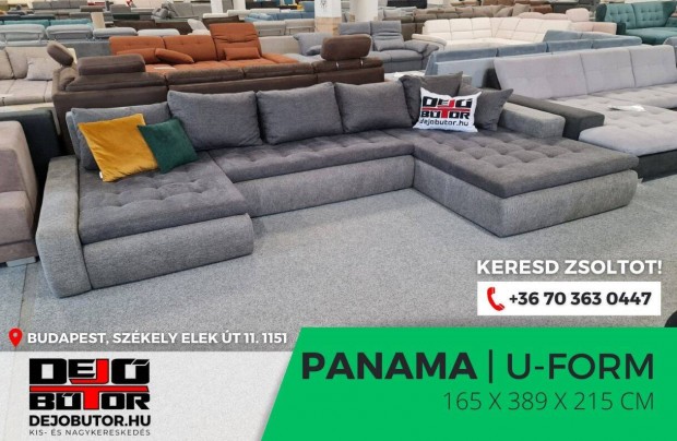 Panama sarok prmium kanap lgarnitra 165x389x215 cm ualak gray