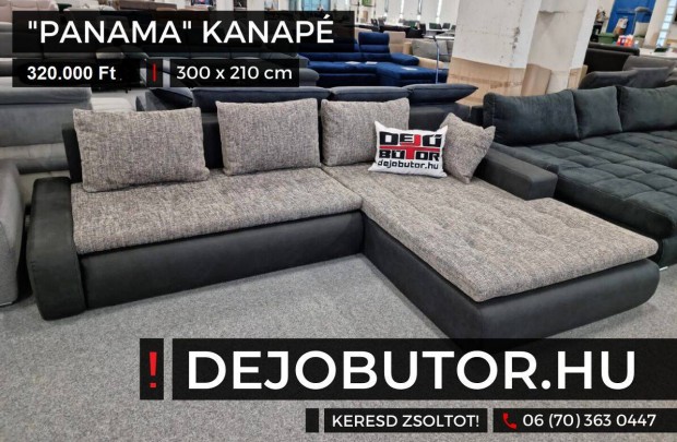 Panama szivacsos kanap lgarnitra sarok 300x210 cm black - gray