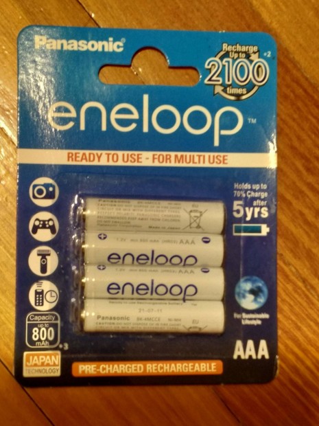 Panasonic Eneloop AAA mikro ceruza 800 mAh Ni-MH tlthet akku elem