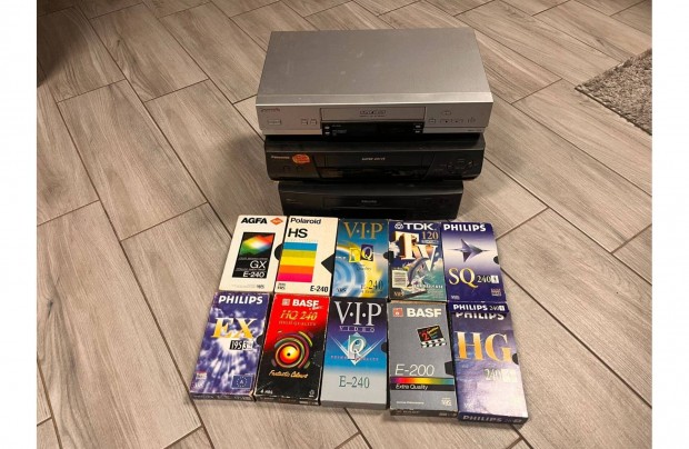 Panasonic Philips Videomagn + 10db VHS kazetta egyben