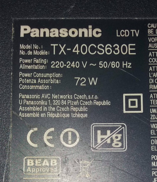 Panasonic TX-40CS630E LED LCD tv httr vilgts LED csk alu htss