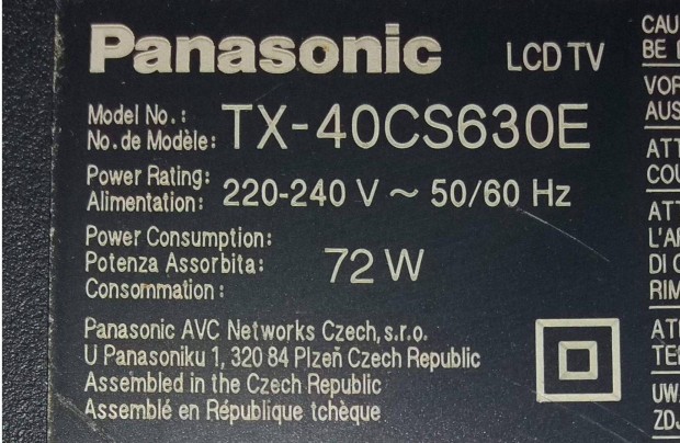 Panasonic TX-40CS630E LED tv httr vilgts LED csk alu htssel