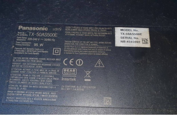 Panasonic TX-50AS500E LED LCD tv panelek alkatrésznek