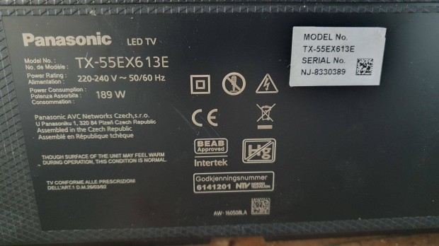 Panasonic TX-55EX613E LED LCD tv panelek alkatrsznek 6870C-0697A