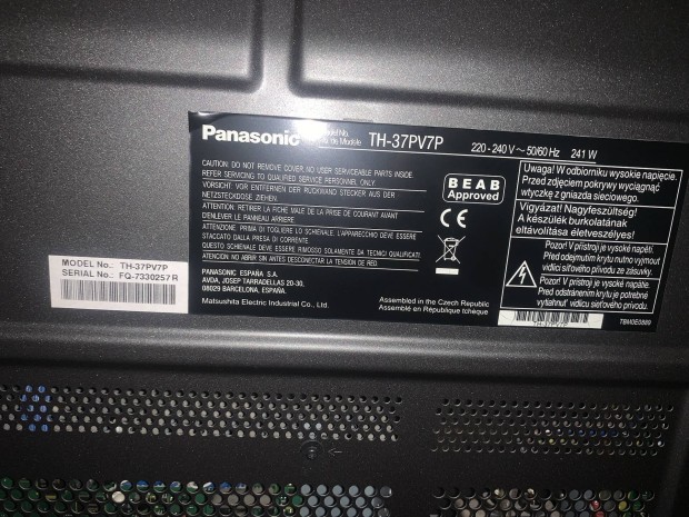 Panasonic viera TH-37PV7P plazma tv