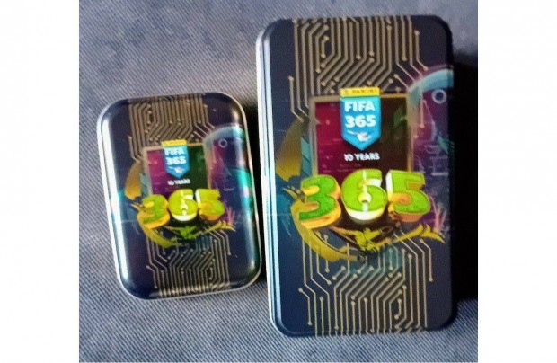 Panini FIFA 365 2025 focis kártya fémdoboz pár, 1 nagy + 1 kicsi