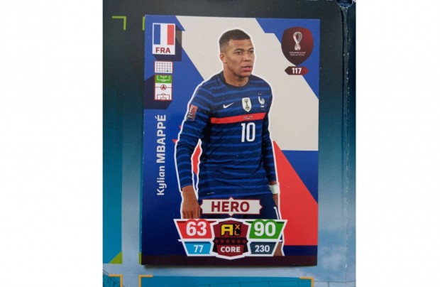 Panini FIFA World Cup Qatar 2022 Adrenalyn Hero Mbapp focis krtya