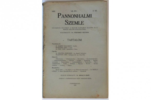 Pannonhalmi Szemle 1932. vf. 2. szm