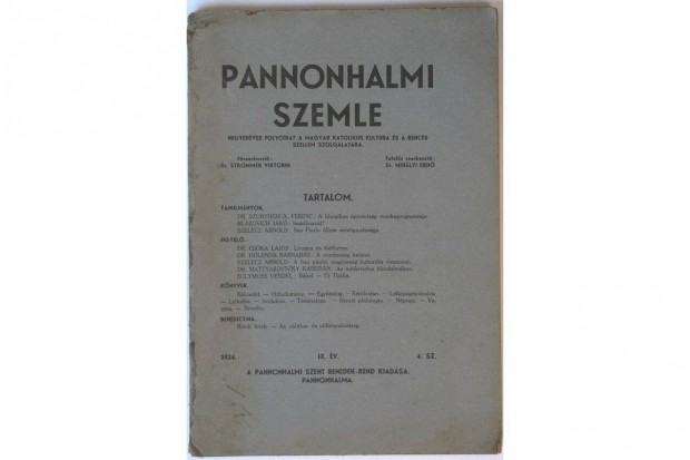Pannonhalmi Szemle 1934. vf. 4. szm
