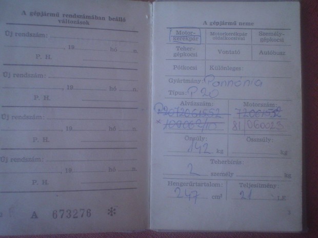 Pannonia P 20 forgalmi gyűjteménybe