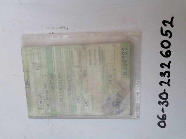 Pannonia P-20 forgalmi gy�jtem�nybe. 