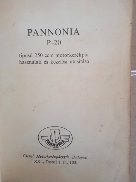 Pannonia P-20 kziknyv kezelsi utasts elad!