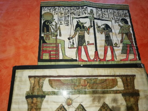 Papirusz Egyiptom kpek kp elad fali dsz 3 db gyjtemny faldsz