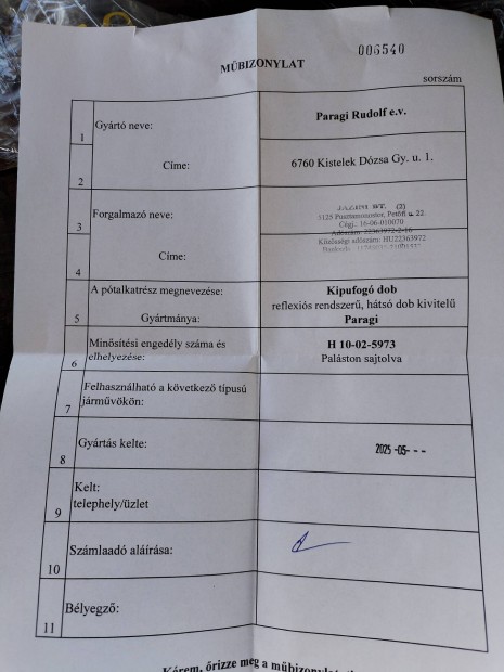 Paragi univerzális 100-as rövid sport kipufogó dob új eladó
