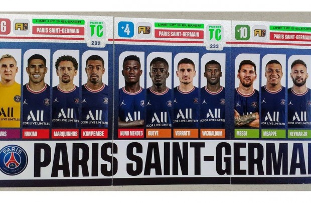 Paris Saint-Germain Line Up Eleven három focis kártya Top Class 2022
