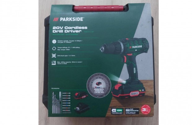 Parkside akkus csavarozó 20V, koffer+tartozékok
