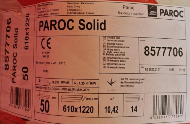 Paroc Solid 5cm kzetgyapot