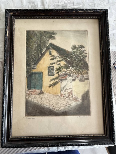 Paulovits Pál szînezett rézkarc eladó