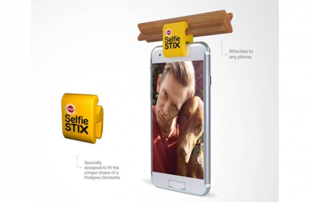 Pedigree Selfie stix - szelfi telefon jutifalat tart