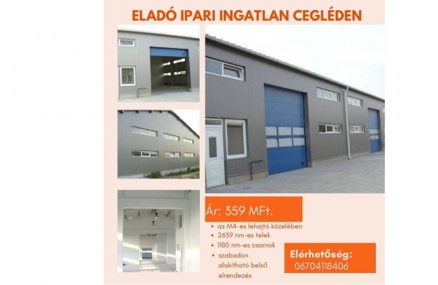 Pest vármegyei Cegléden eladó ipari ingatlan az ipari parkban