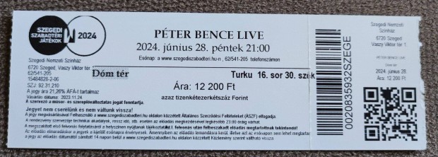 Pter Bence Live Jegy Szegedi Szabadtri 2024.Jnius 28.Elad