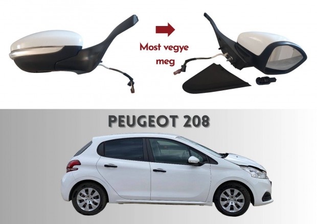 Peugeot 208 2016 jobb tükör kompletten csz 232673078