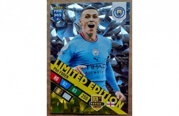 Phil Foden Manchester City Limited focis krtya Panini FIFA 365 2023