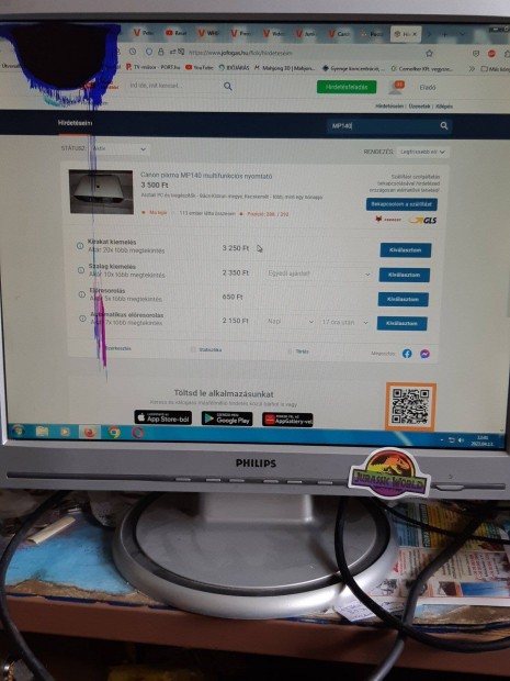 Philips 190S6 LCD 17" monitor működő hibás
