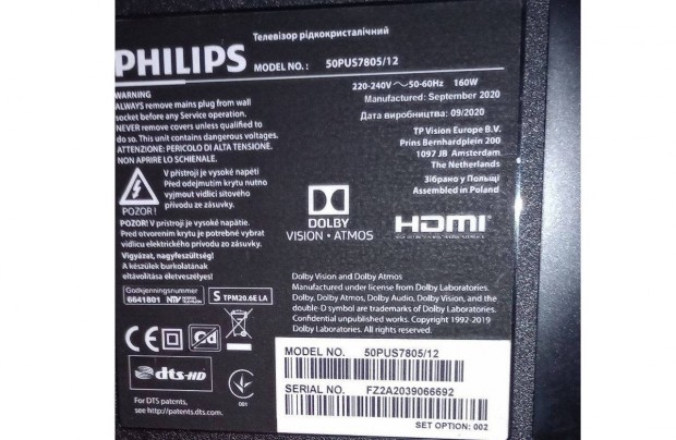 Philips 50Pus7805 Smart LED Televzi, 126 cm, 4K Ultra HD, Ambilight,