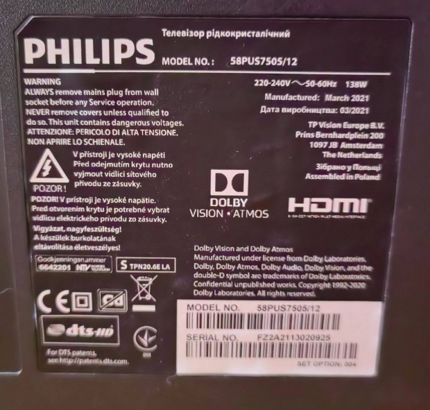 Philips 58 pus 4K tv