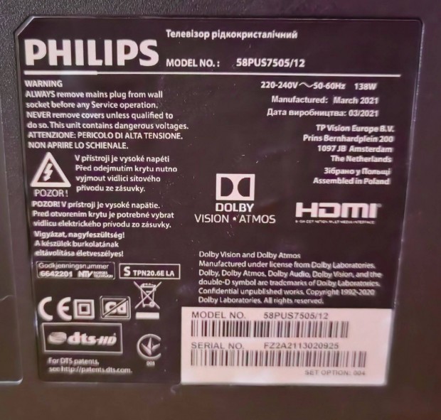 Philips 58pus7505/12 okos tv