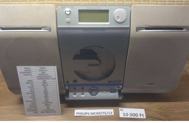 Philips MCM275/12 mini HI-FI ezst, 20 W, mkdik