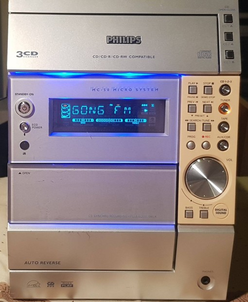 Philips MC 50 hifitorony erősítő, rádió tuner, cd, deck, aux