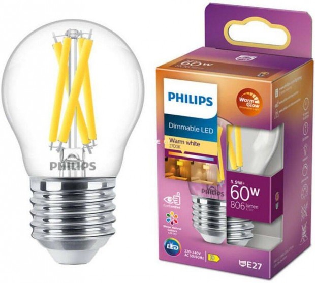 Philips P45 E27 5.9W 2200K-2700K 806lm