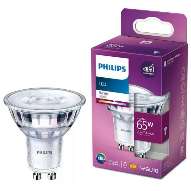 Philips PAR16 GU10 LED izz, 4.9W 3000K 460lm