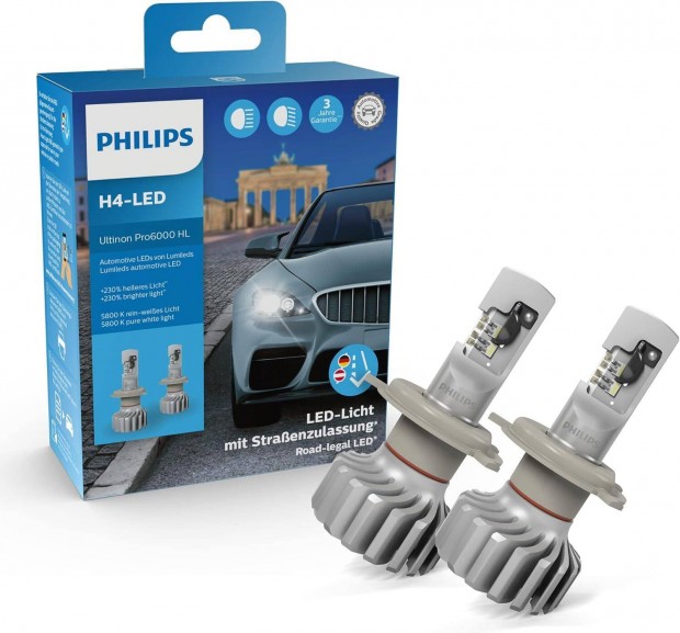 Philips aut vilgts Ultinon Pro6000 H4 LED Gen 1 lmpk, 230%-kal