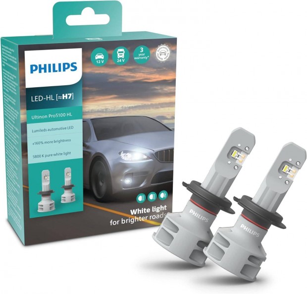 Philips autvilgts Ultinon Pro5100 LED auts fnyszr izz (H7), 1
